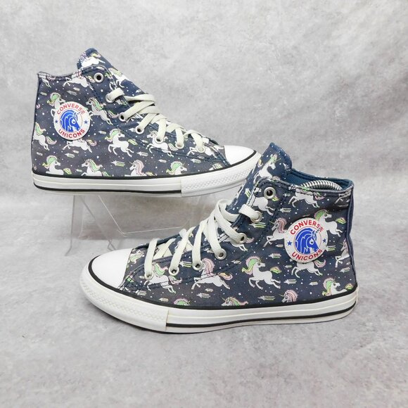 Converse Girls 5 Youth Chuck Taylor All Star Unicorns High Top Shoes Sneakers - Picture 1 of 8